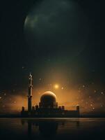Islamic eid mubarak greeting card with islamic background ai generated photo
