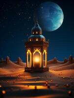 Islamic ramadan greeting card design with islamic background Ai generated photo