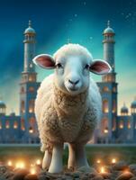 Islamic eid mubarak greeting card with islamic background  ai generated photo