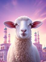 islámico eid Mubarak saludo tarjeta con islámico antecedentes ai generado foto