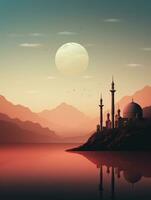 Ramadán kareem tradicional islámico festival religioso social medios de comunicación enviar diseño ai generado foto