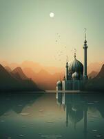 Ramadán kareem tradicional islámico festival religioso social medios de comunicación enviar diseño ai generado foto