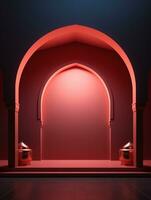 Islamic ramadan greeting card design with islamic background composition Ai generated photo