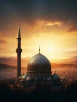 Islamic ramadan greeting card design with islamic background composition ai generated photo