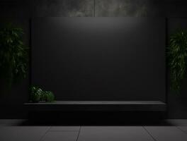 Empty modern interior dark wall background front view Ai generated photo