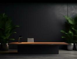Empty modern interior dark wall background front view Ai generated photo