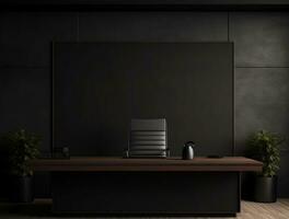 Empty modern interior dark wall background front view Ai generated photo