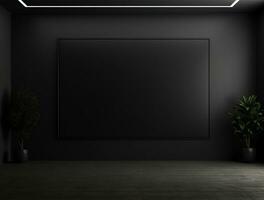 Empty modern interior dark wall background front view Ai generated photo