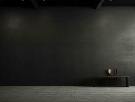 Empty modern interior dark wall background front view Ai generated photo