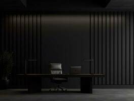 Empty modern interior dark office wall background front view Ai generated photo