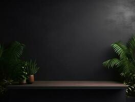 Empty modern interior dark office wall background front view Ai generated photo