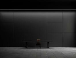 Empty modern interior dark office wall background front view Ai generated photo