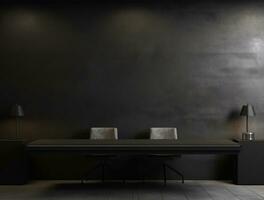 Empty modern interior dark office wall background front view Ai generated photo