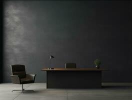 Empty modern interior dark office wall background front view Ai generated photo