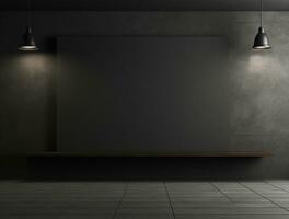 Empty modern interior dark office wall background front view Ai generated photo