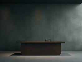 Empty modern interior dark office wall background front view Ai generated photo