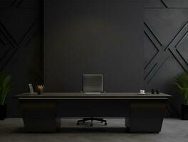 Empty modern interior dark office wall background front view Ai generated photo