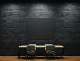 Empty modern interior dark office wall background front view Ai generated photo