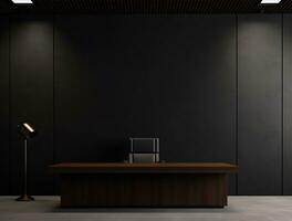 Empty modern interior dark office wall background front view Ai generated photo