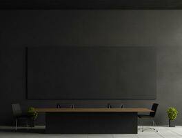 Empty modern interior dark office wall background front view Ai generated photo