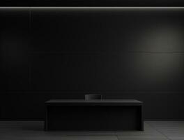 Empty modern interior dark office wall background front view Ai generated photo