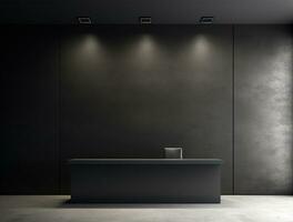 Empty modern interior dark office wall background front view Ai generated photo