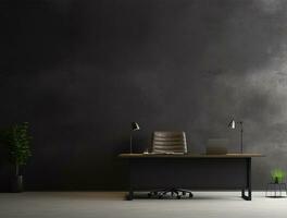 Empty modern interior dark office wall background front view Ai generated photo