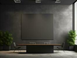 Empty modern interior dark office wall background front view Ai generated photo