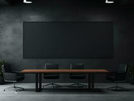 Empty modern interior dark office wall background front view Ai generated photo