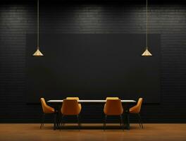 Empty modern interior dark office wall background front view Ai generated photo