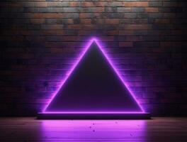 Empty 3d base neon light modern interior wall background front view Ai generated photo