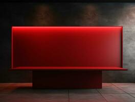 Empty 3d base neon light modern interior wall background front view Ai generated photo