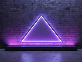 Empty 3d base neon light modern interior wall background front view Ai generated photo