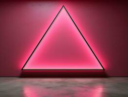 Empty 3d base neon light modern interior wall background front view Ai generated photo