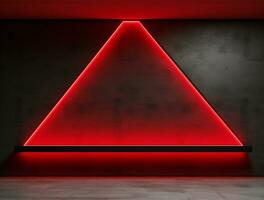 Empty 3d base neon light modern interior wall background front view Ai generated photo