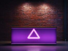 Empty neon light modern interior wall background front view Ai generated photo