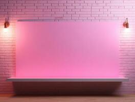 Empty neon light modern interior wall background front view Ai generated photo