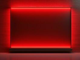 Empty 3d base neon light modern interior wall background front view Ai generated photo