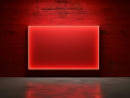 Empty neon light modern interior wall background front view Ai generated photo