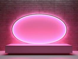 Empty neon light modern interior wall background front view Ai generated photo