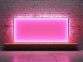 Empty neon light modern interior wall background front view Ai generated photo