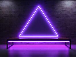 Empty neon light modern interior wall background front view Ai generated photo