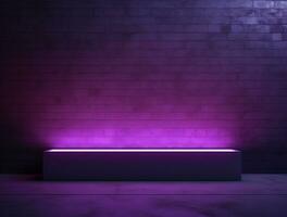 Empty neon light modern interior wall background front view Ai generated photo