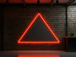 Empty neon light modern interior wall background front view Ai generated photo
