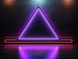 Empty neon light modern interior wall background front view Ai generated photo