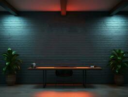 Clean simple neon light 3d base for logo mockup background Ai generated photo