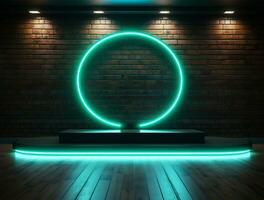 Clean simple neon light 3d base for logo mockup background Ai generated photo
