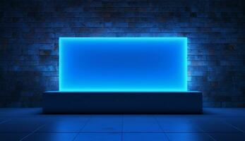 Clean simple neon light 3d base for logo mockup background Ai generated photo