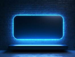 Clean simple neon light 3d base for logo mockup background Ai generated photo