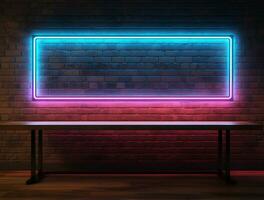 Clean simple neon light 3d base for logo mockup background Ai generated photo